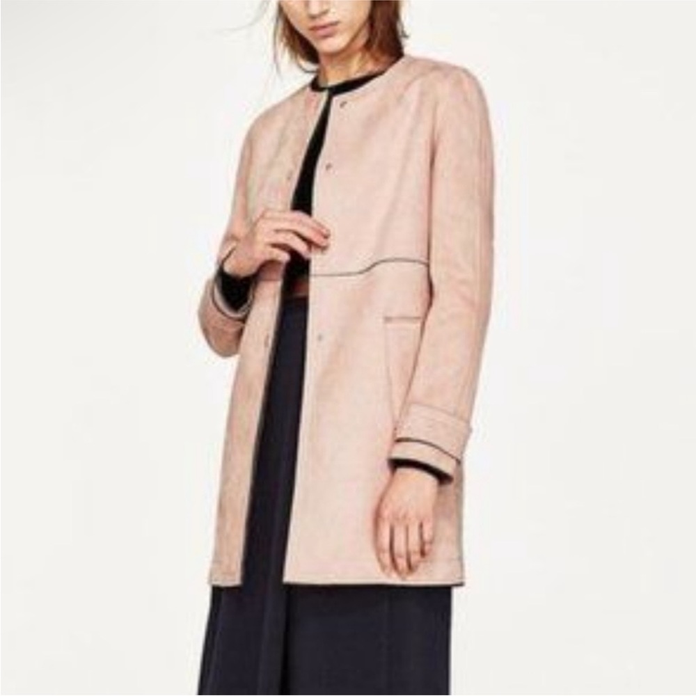 Zara Pink Faux Suede Coat